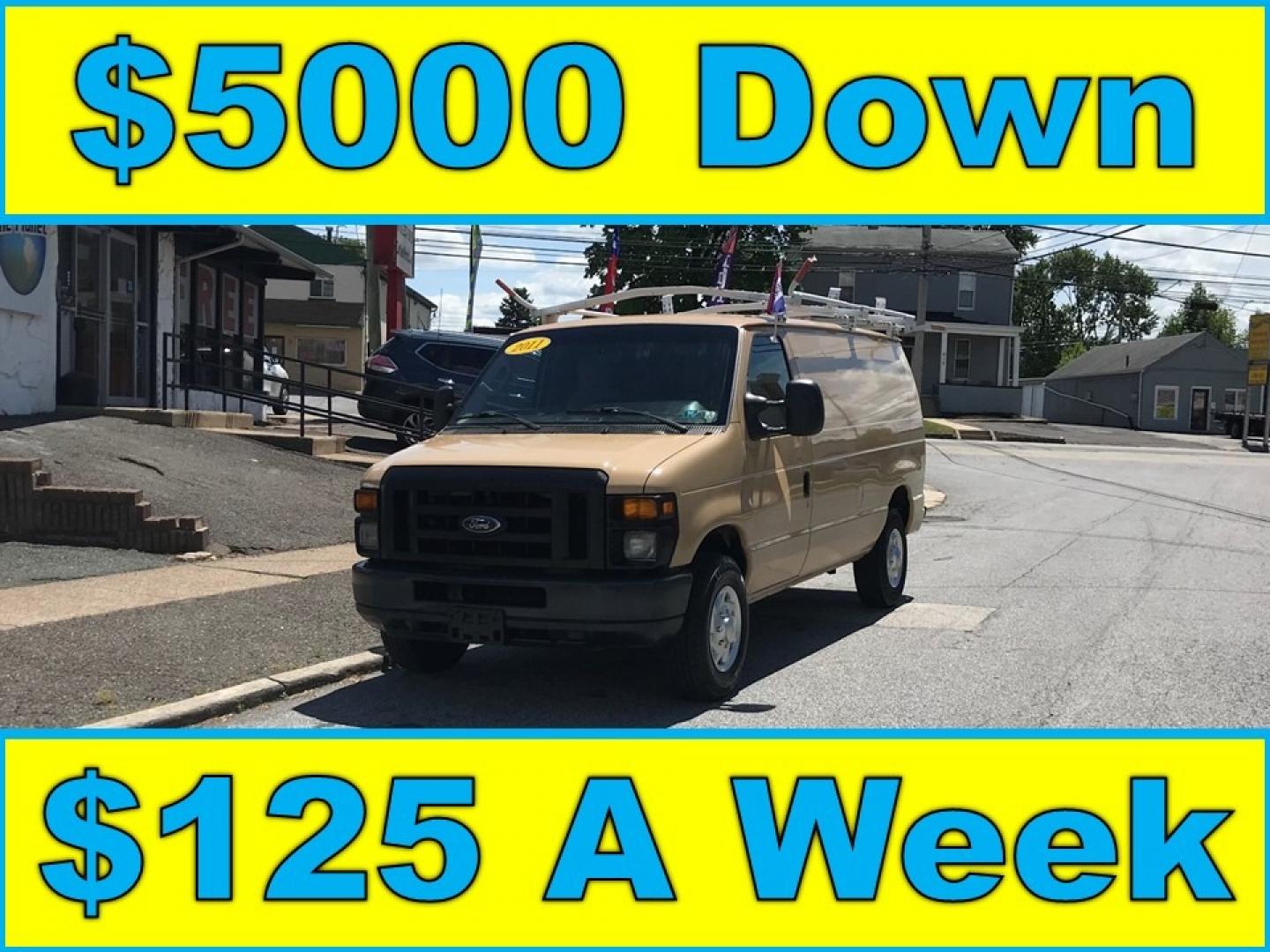 2011 Tan /Gray Ford E-Series Van E250 (1FTNE2EW5BD) with an 4.8 V8 engine, Automatic transmission, located at 577 Chester Pike, Prospect Park, PA, 19076, (610) 237-1015, 39.886154, -75.302338 - 2011 Ford E250 Cargo Van: Ladder racks, shelving, heavy duty partition, power inverter, fully metal body, FLEET MAINTAINED, runs LIKE NEW! This vehicle comes inspected and has been given a bumper to bumper safety check. It is very clean, reliable, and well maintained. We offer a unique pay plan t - Photo#0